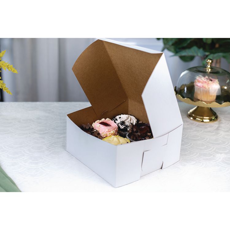 White One-Piece Non-Window Bakery Boxes, 8 x 8 x 4, White, Paper, 250/Carton