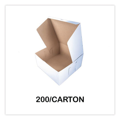 White One-Piece Non-Window Bakery Boxes, 9 x 9 x 4, White, Paper, 200/Carton