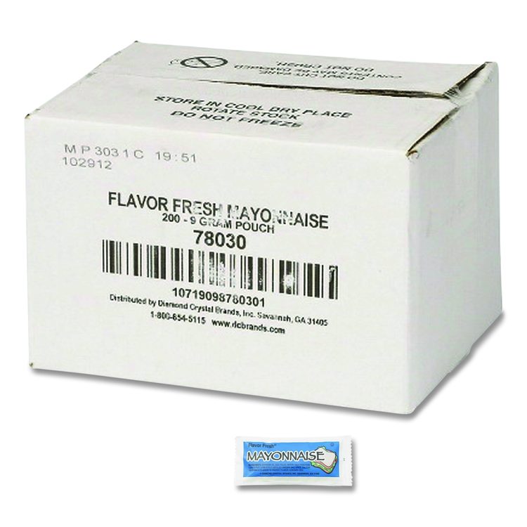 Condiment Packets, Mayonnaise, 0.32 oz Packet, 200/Carton