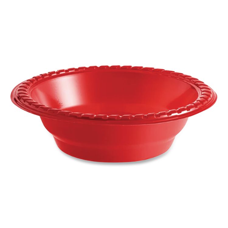 Party Plastic Premium Dinnerware, Bowl, 12 oz, Red, 24/Pack