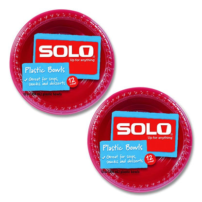 Party Plastic Premium Dinnerware, Bowl, 12 oz, Red, 24/Pack