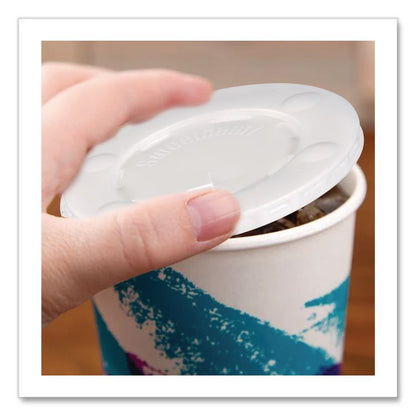Straw-Slot Cold Cup Lids, Identification Buttons, Fits 10 oz Cold Cups, Plastic, Translucent, 2,000/Carton