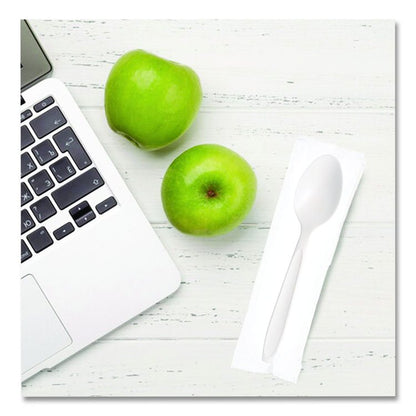 Reliance Mediumweight Cutlery, Individually Wrapped, Spoon, Plastic, White, 1,000/Carton