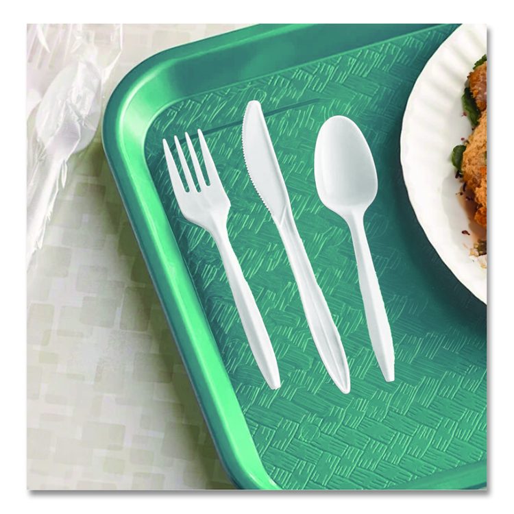 Reliance Mediumweight Cutlery Kit, Fork/Knife/Spoon, Plastic, White, 500/Carton