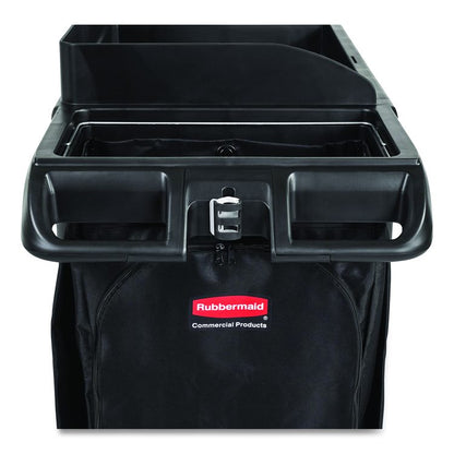 Full-Size Housekeeping Cart, Plastic, 3 Shelves, 1 Bin, 24.4 x 62.4 x 49, Black