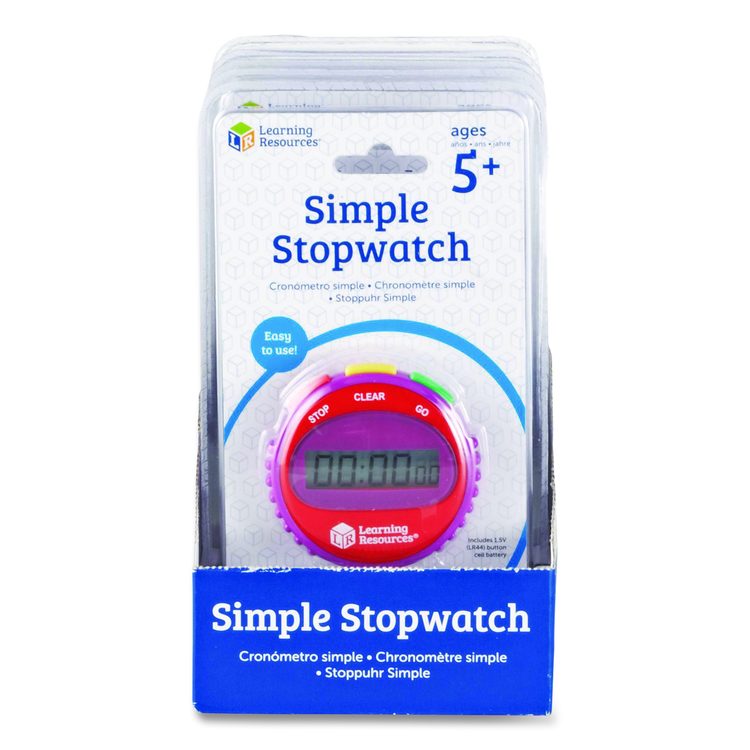 Simple Stopwatch, Accurate to 1/100 Seconds, Randomly Assorted Colors, Black Lanyard, Set of 6