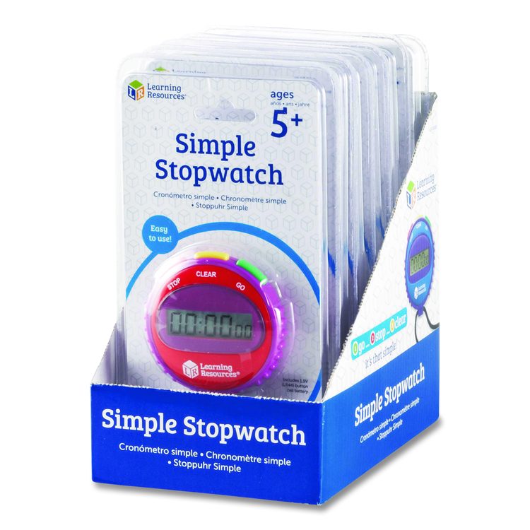 Simple Stopwatch, Accurate to 1/100 Seconds, Randomly Assorted Colors, Black Lanyard, Set of 6