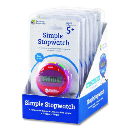 Simple Stopwatch, Accurate to 1/100 Seconds, Randomly Assorted Colors, Black Lanyard, Set of 6