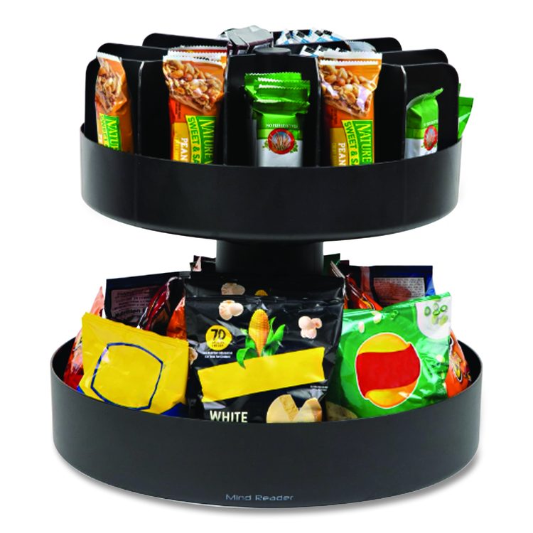 Supreme Lazy Suzan Condiment/Snack Organizer, 2 Compartments, 22.05 x 2.05 x 16.14, Black