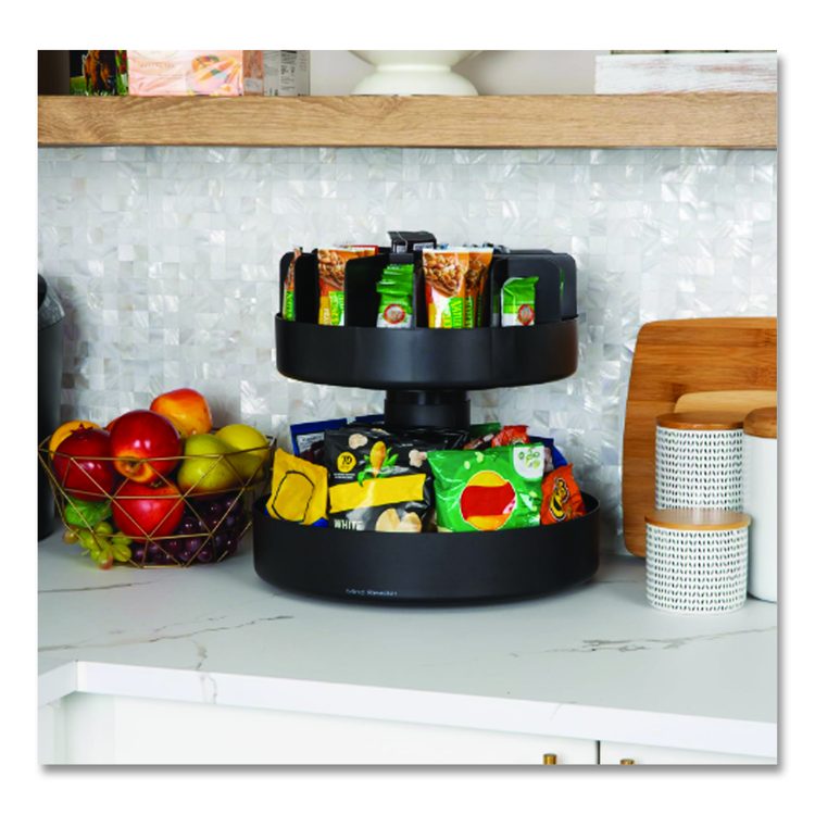 Supreme Lazy Suzan Condiment/Snack Organizer, 2 Compartments, 22.05 x 2.05 x 16.14, Black