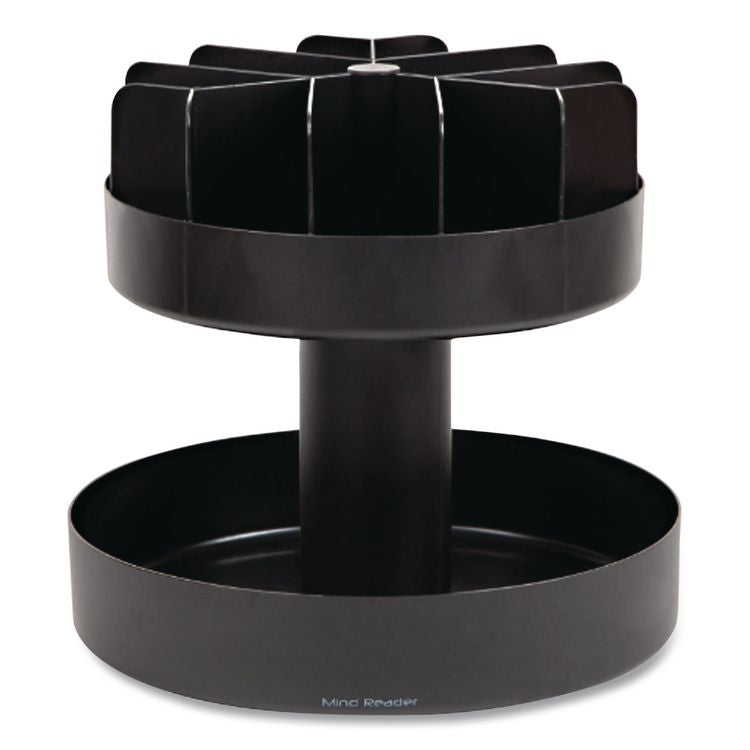 Supreme Lazy Suzan Condiment/Snack Organizer, 2 Compartments, 22.05 x 2.05 x 16.14, Black