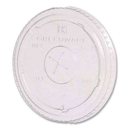 Greenware Cold Drink Lids, X-Slot, Fits 16 oz/18 oz/24 oz Cold Cups, Sugarcane, Clear, 1,000/Carton