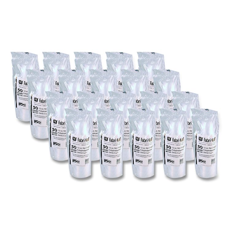 Nexclear Polypropylene Drink Cups, 12 to 14 oz, Plastic, Clear, 50/Bag, 20 Bags/Carton