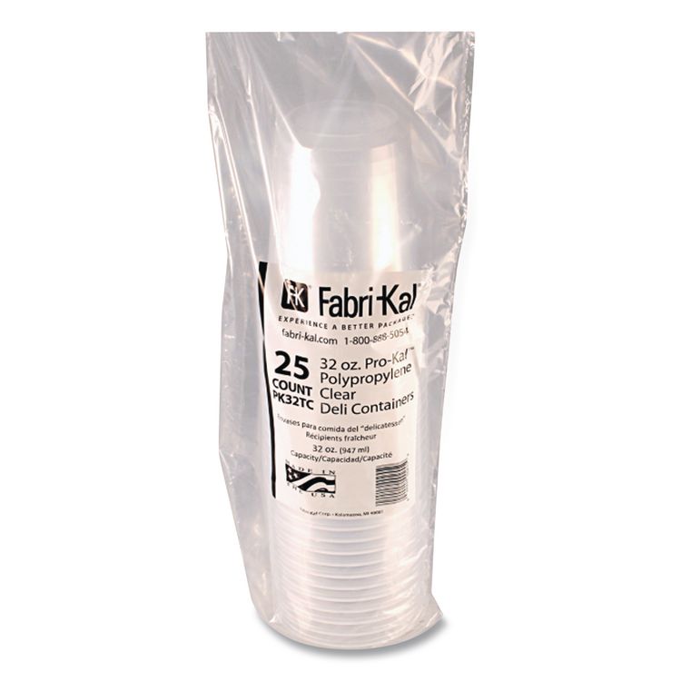 Microwavable Deli Containers, 32 oz, 4.6" Diameter x 5.6" h, Clear, Plastic, 500/Carton