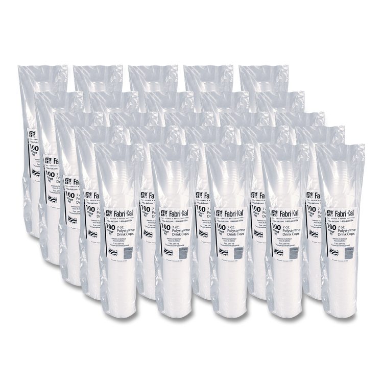 RK Ribbed Cold Drink Cups, 7 oz, Plastic, Clear, 100/Bag, 25 Bags/Carton