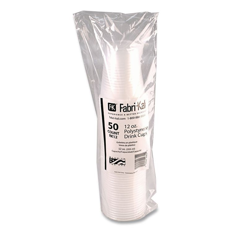 RK Ribbed Cold Drink Cups, 12 oz, Plastic, Translucent, 50/Sleeve, 20 Sleeves/Carton