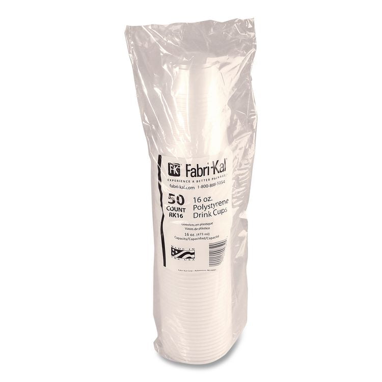 RK Ribbed Cold Drink Cups, 16 oz, Plastic, Translucent, 50/Sleeve, 20 Sleeves/Carton