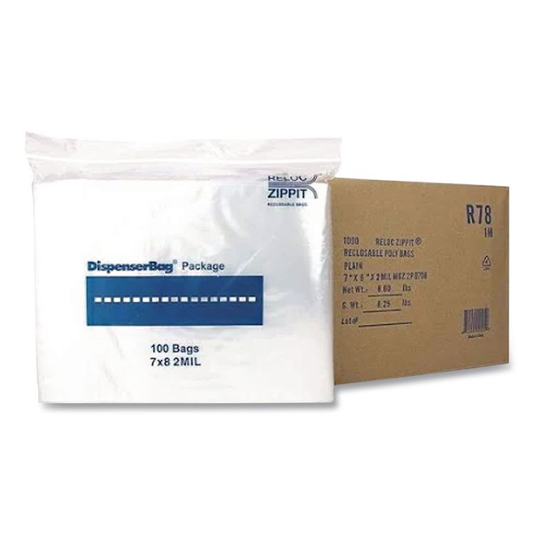 Plastic Zipper Bags, 32 oz, 2 mil, 7" x 8", Clear, 1,000 Bags/Box, 2 Boxes/Carton