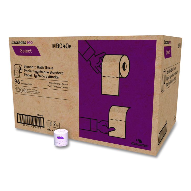 Select Standard Bath Tissue, Septic Safe, 2-Ply, White, 4 x 3.19, 500 Sheets/Roll, 96 Rolls/Carton