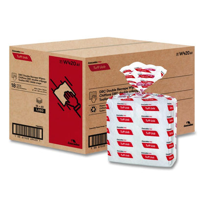 Tuff-Job S400 DRC Wipers, Medium, 12 x 13, White, 60/Pack, 18 Pack/Carton