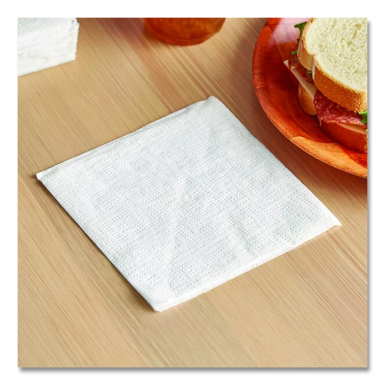 100% Recycled Napkins, 1-Ply, 11.5 x 12.5, White, 250/Pack