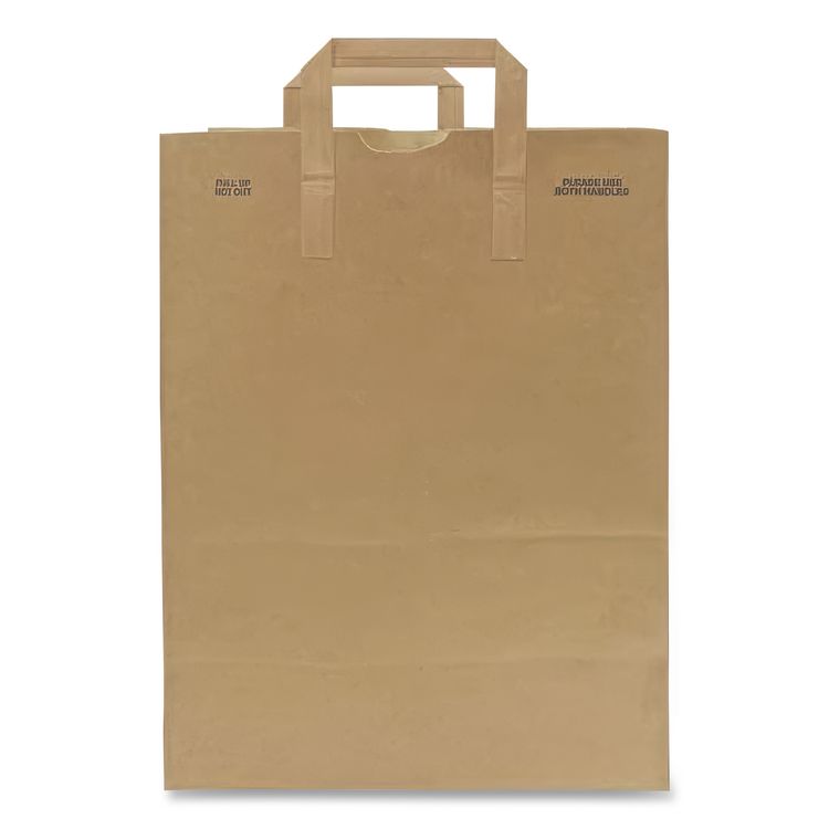 Grocery Paper Bags, 1/6 BBL Size, 70# Basis Weight, Flat Handles, 11" x 7" x 16.25", Kraft, 300/Bundle