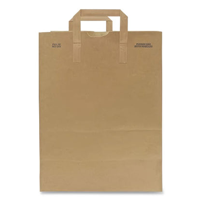 Grocery Paper Bags, 1/6 BBL Size, 70# Basis Weight, Flat Handles, 11" x 7" x 16.25", Kraft, 300/Bundle