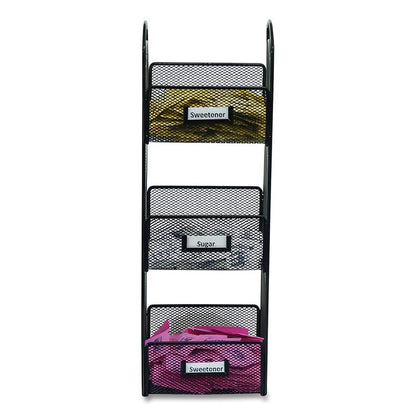 Onyx Breakroom Organizers, 3 Compartments, 6 x 6 x 18, Steel Mesh, Black