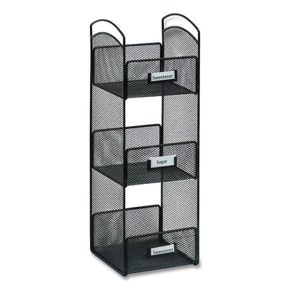 Onyx Breakroom Organizers, 3 Compartments, 6 x 6 x 18, Steel Mesh, Black