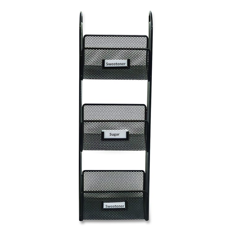 Onyx Breakroom Organizers, 3 Compartments, 6 x 6 x 18, Steel Mesh, Black