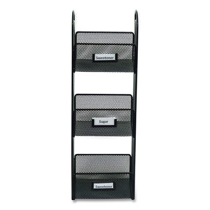 Onyx Breakroom Organizers, 3 Compartments, 6 x 6 x 18, Steel Mesh, Black