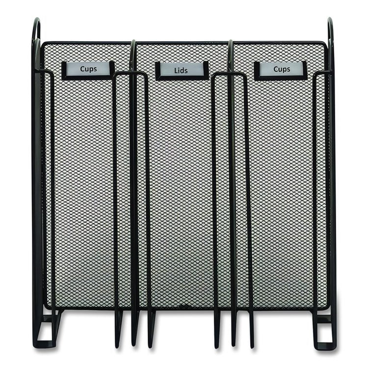 Onyx Breakroom Organizers, 3 Compartments, 12.75 x 4.5 x 13.25, Steel Mesh, Black