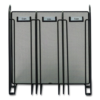 Onyx Breakroom Organizers, 3 Compartments, 12.75 x 4.5 x 13.25, Steel Mesh, Black