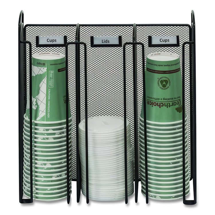 Onyx Breakroom Organizers, 3 Compartments, 12.75 x 4.5 x 13.25, Steel Mesh, Black