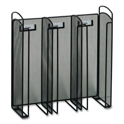 Onyx Breakroom Organizers, 3 Compartments, 12.75 x 4.5 x 13.25, Steel Mesh, Black