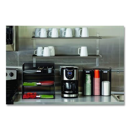 Onyx Breakroom Organizers, 3 Compartments, 12.75 x 4.5 x 13.25, Steel Mesh, Black