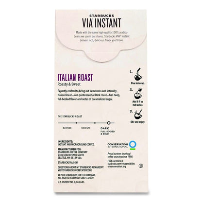 VIA Ready Brew Coffee, 0.11 oz, Italian Roast, 8/Pack, 12 Packs/Carton