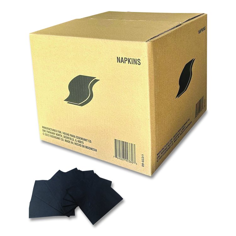 Cocktail Napkins, 1-Ply, 9 x 9, Black, 4,000/Carton