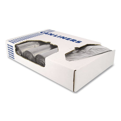 Linear Low-Density Can Liners, 45 gal, 1.7 mil, 39" x 46", Silver, 50/Carton