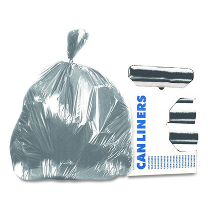 Linear Low-Density Can Liners, 55 gal, 1.7 mil, 39" x 56", Silver, Flat Pack, 50/Carton