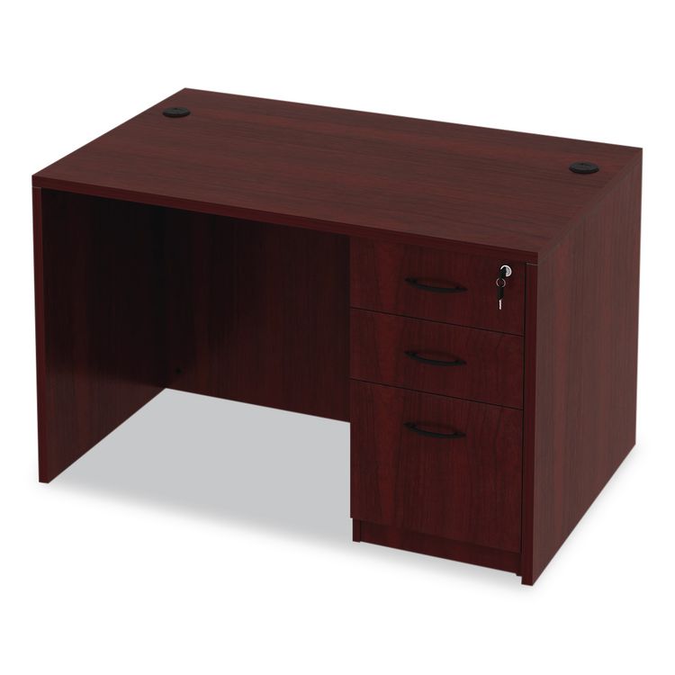 Alera Valencia Series Straight Front Desk Shell, 47.25" x 29.5" x 29.63", Mahogany