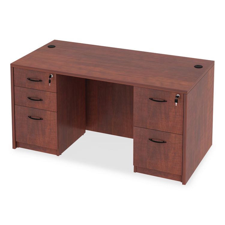 Alera Valencia Series Straight Front Desk Shell, 59.13" x 29.5" x 29.63", Medium Cherry