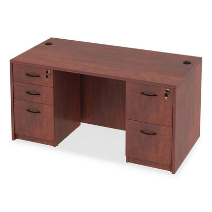 Alera Valencia Series Straight Front Desk Shell, 59.13" x 29.5" x 29.63", Medium Cherry