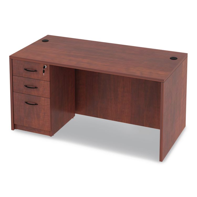 Alera Valencia Series Straight Front Desk Shell, 59.13" x 29.5" x 29.63", Medium Cherry