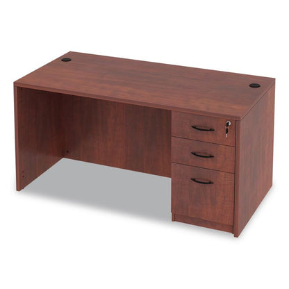 Alera Valencia Series Straight Front Desk Shell, 59.13" x 29.5" x 29.63", Medium Cherry