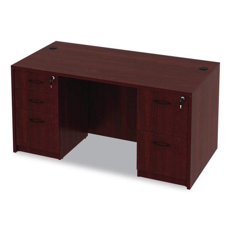 Alera Valencia Series Straight Front Desk Shell, 59.13" x 29.5" x 29.63", Mahogany