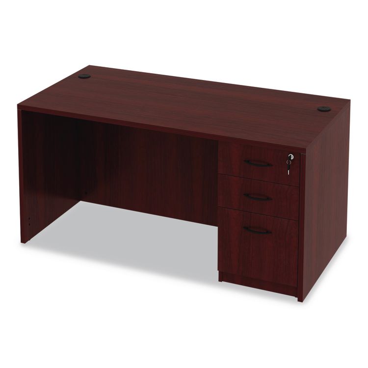 Alera Valencia Series Straight Front Desk Shell, 59.13" x 29.5" x 29.63", Mahogany