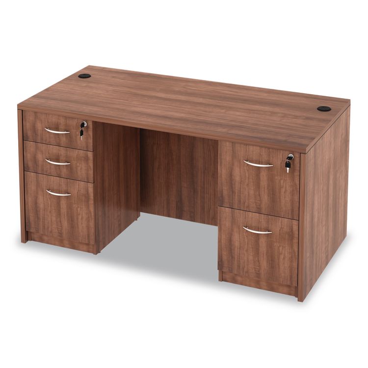 Alera Valencia Series Straight Front Desk Shell, 59.13" x 29.5" x 29.63", Modern Walnut