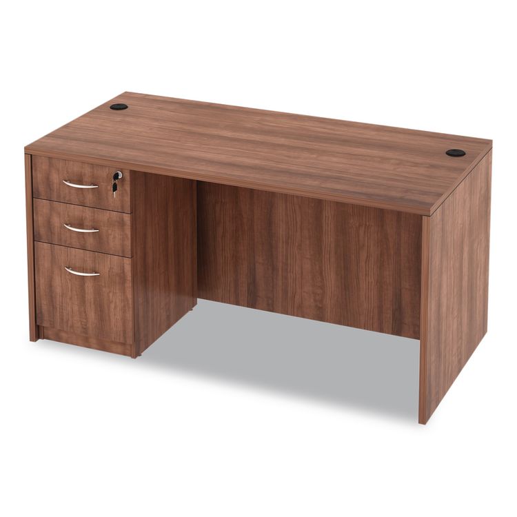 Alera Valencia Series Straight Front Desk Shell, 59.13" x 29.5" x 29.63", Modern Walnut