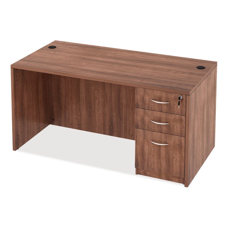 Alera Valencia Series Straight Front Desk Shell, 59.13" x 29.5" x 29.63", Modern Walnut